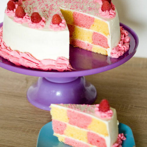 Raspberry lemon checkered cake - Lilie Bakery