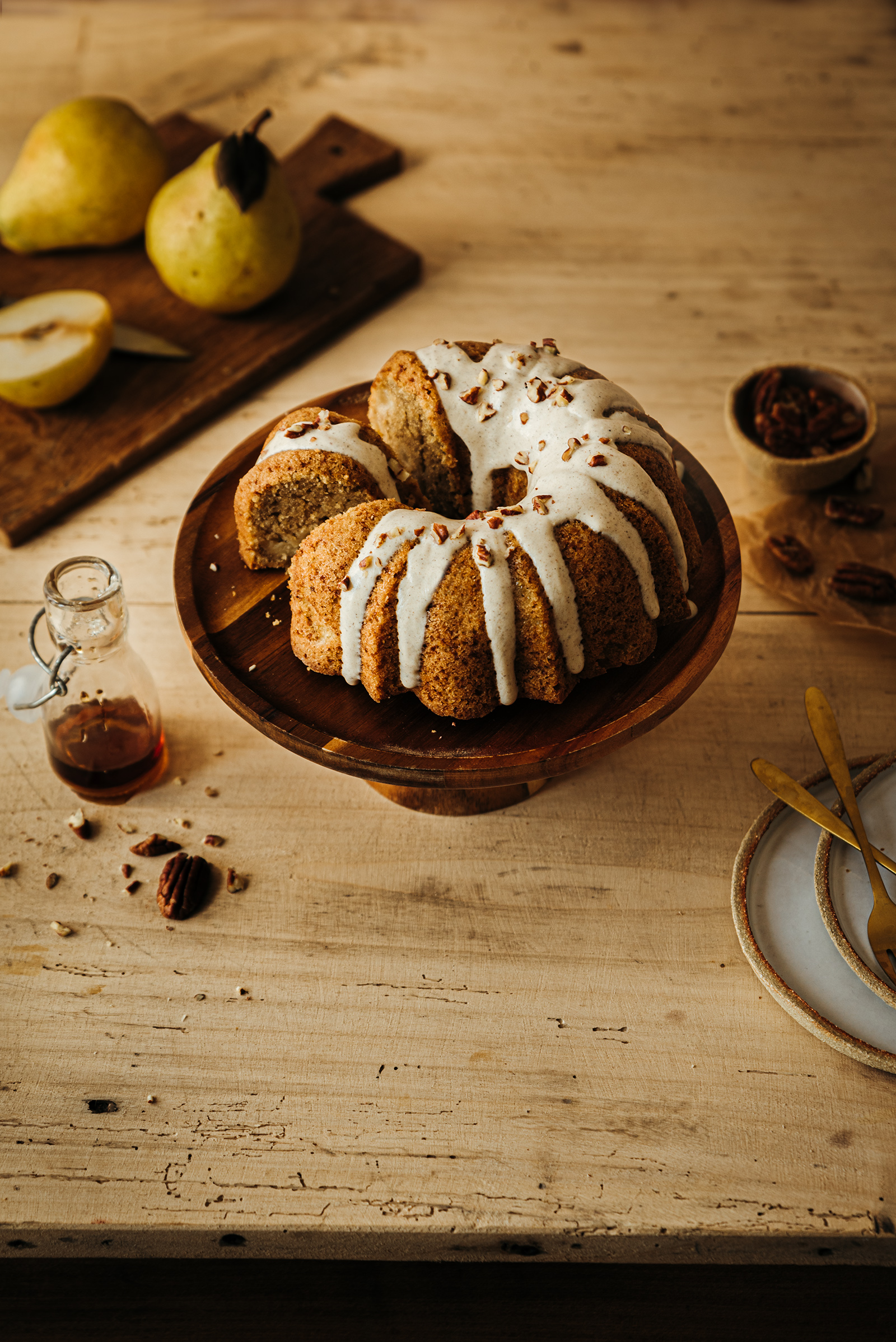 Bundt cake poire-vanille glaçage crémeux sirop d'érable - Lilie Bakery