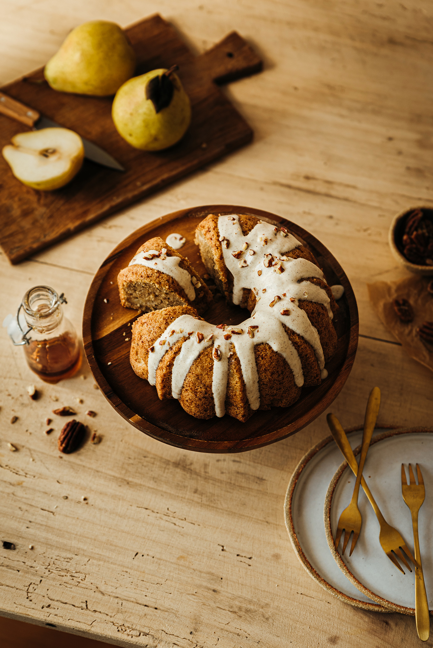 Bundt cake poire-vanille glaçage crémeux sirop d'érable - Lilie Bakery