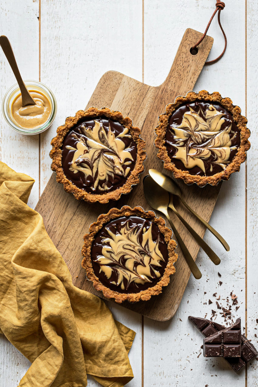 Tartes chocolat cacahu&egrave;te recette - Lilie Bakery