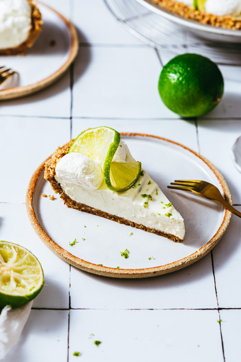 No-Bake Key Lime Pie Cut Slice - Lilie Bakery