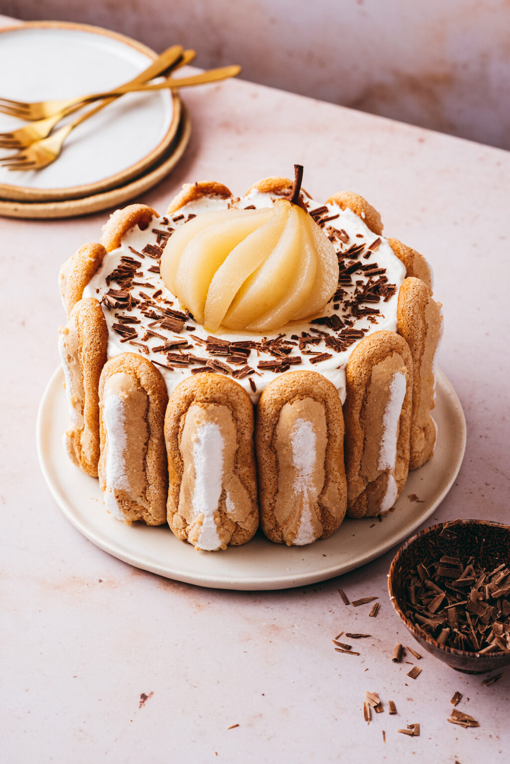 Charlotte poire chocolat recette facile - Lilie Bakery