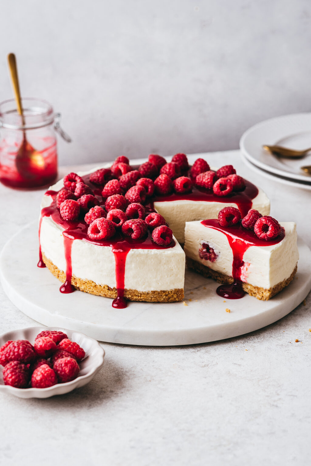 No-Bake Raspberry Cheesecake - Lilie Bakery