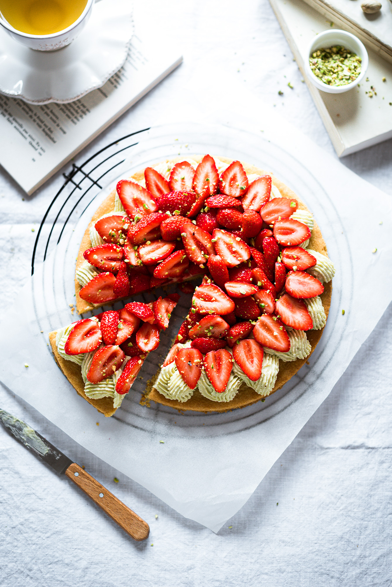 Tarte aux fraises pistache recette - Lilie Bakery