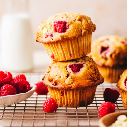 Muffins framboise chocolat blanc recette - Lilie Bakery